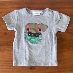 Gardner and the Gang grey graphic tee puppy dog headphones unisex girls 4-6